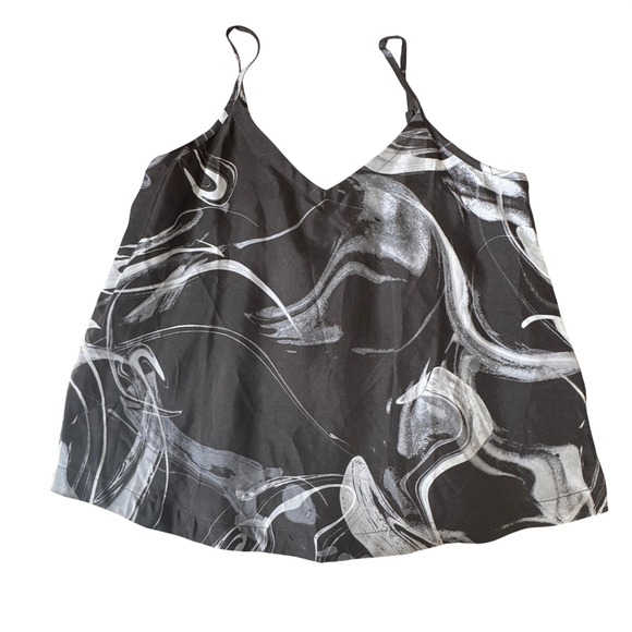 Athleta Tops - Athleta Calm Cool Cami Cupro Silk Black White Marble Swirl Tank Top Small S Yoga
